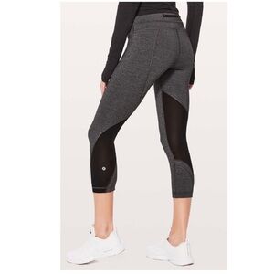 Lululemon Inspire Crop II Luxtreme Heathered Black Leggings Size 10 Style W6AMLS